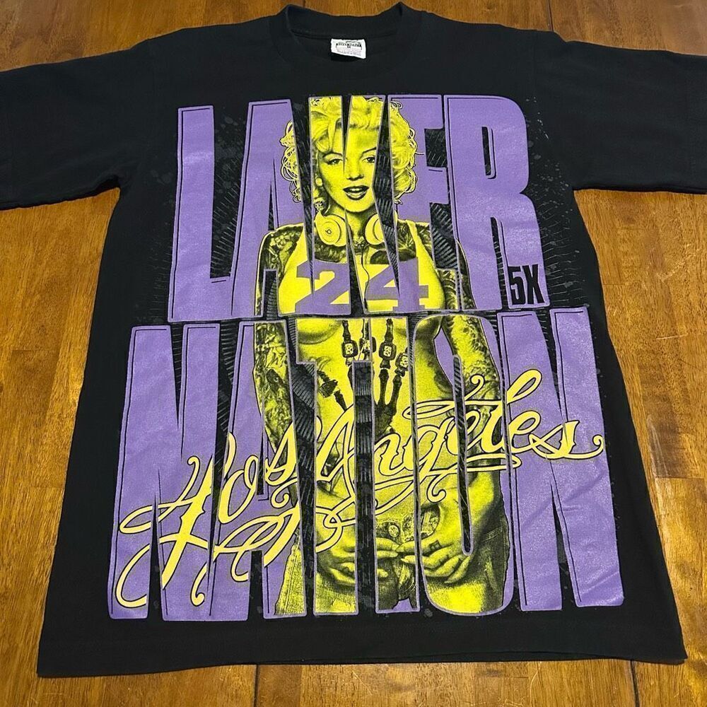 Certified Pro Y2K Streetwear Marilyn Monroe Lakers Colors Graphic T Shirt Mens M